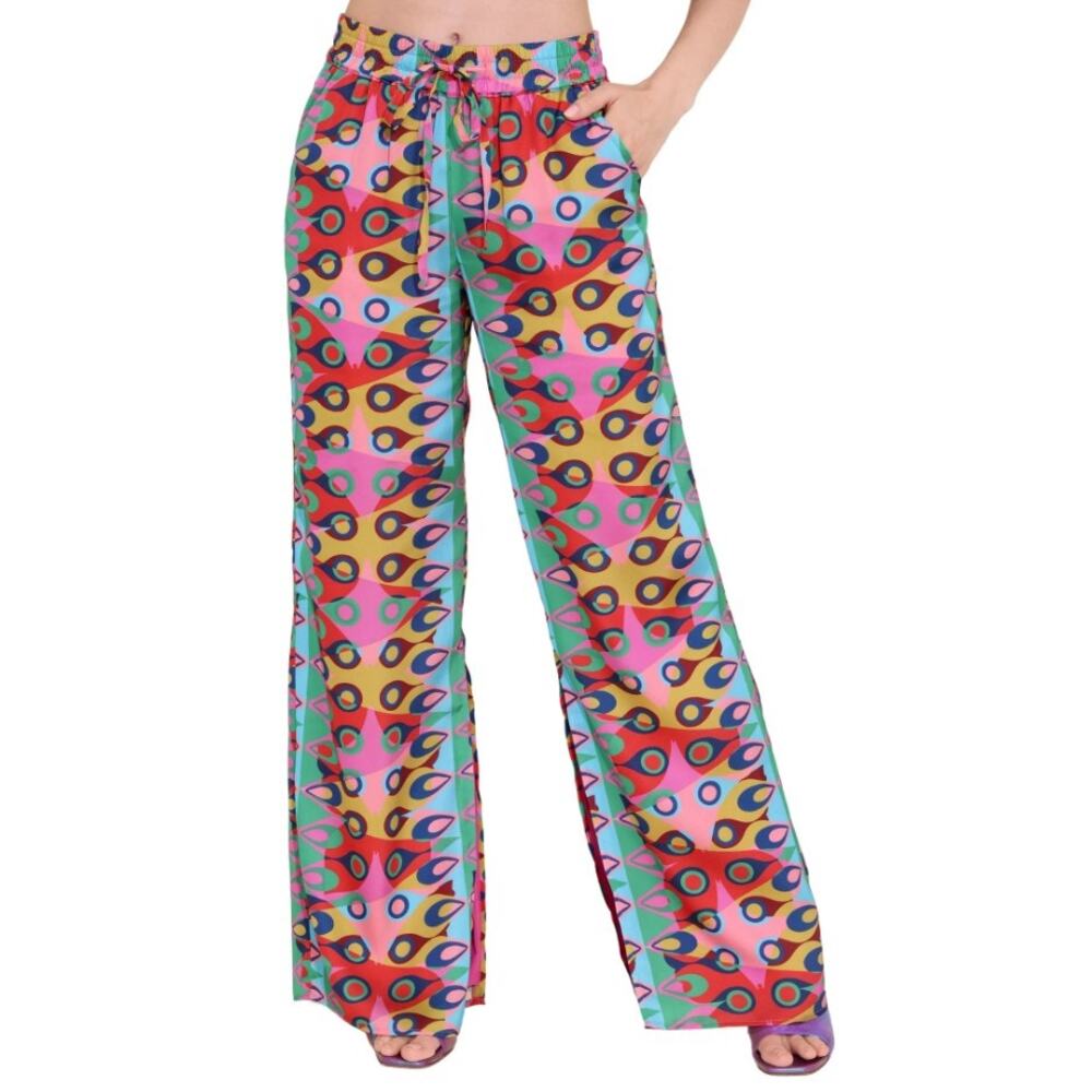 Alden Adair Pull On Wide Leg Penny Pant in Plume Multicolor Print Womens Small